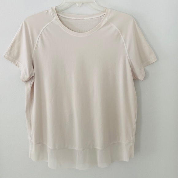 Lululemon Quick Pace Short Sleeve Top Mesh Size 8 White Gray - Picture 4 of 7